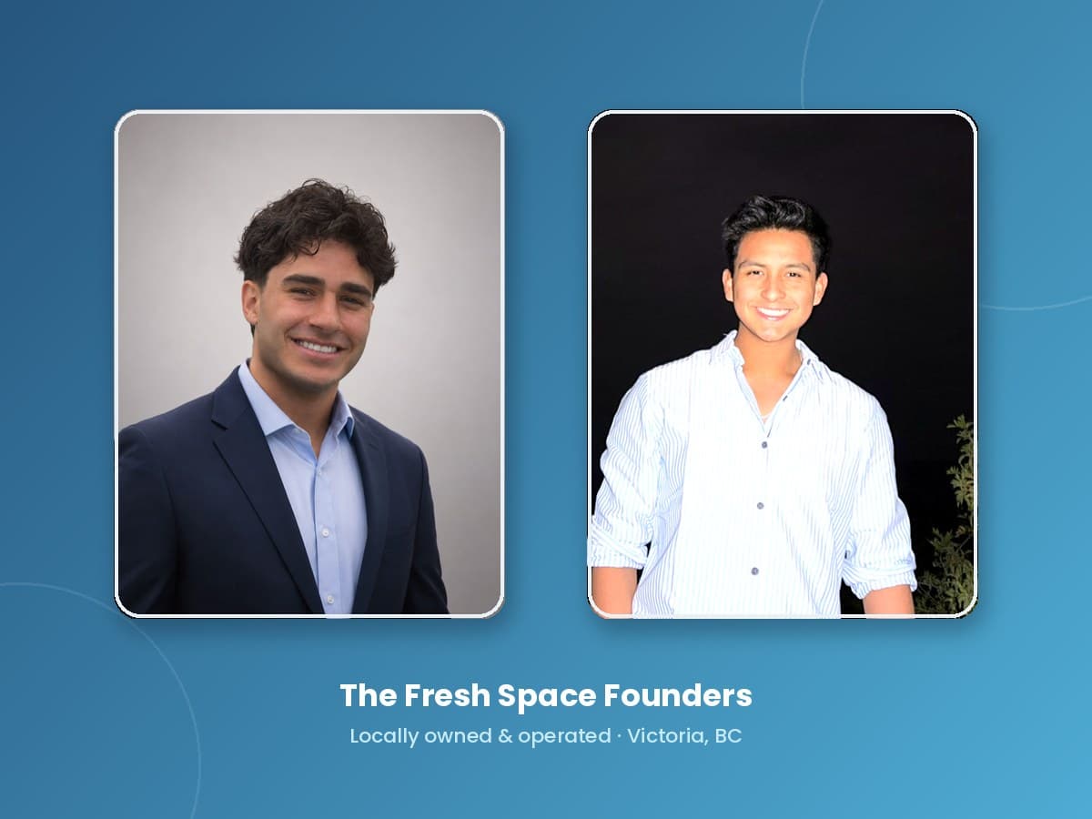 The founders of Fresh Space Cleaning, locally owned in Victoria, BC